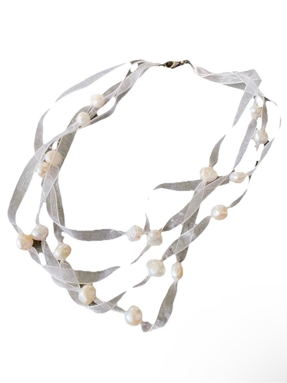 Freshwater Ribbon Collar Multi Layering Necklace